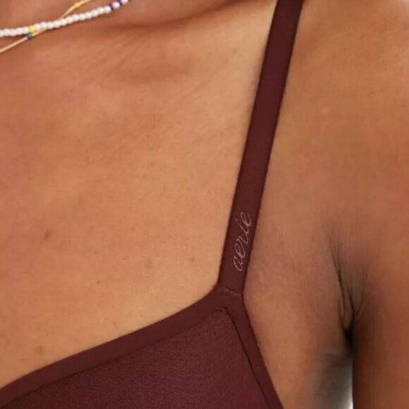 NWT Smoothez by Aerie Mesh Unlined Balconette Bra in Dark Maple Brown - 36C - Picture 8 of 11